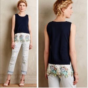 Anthropologie Moth Brand Navy Double Layer Sweater Tank